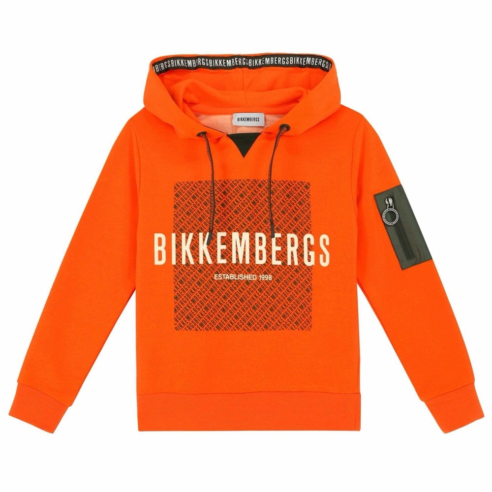 Bikkembergs Logo Hoodie Boys Size 12 Orange Belgian Junior Couture